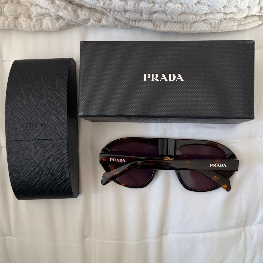 NEW / PRADA C05S Thick Aviator Sunglasses / Havana Shield - Picture 4 of 7